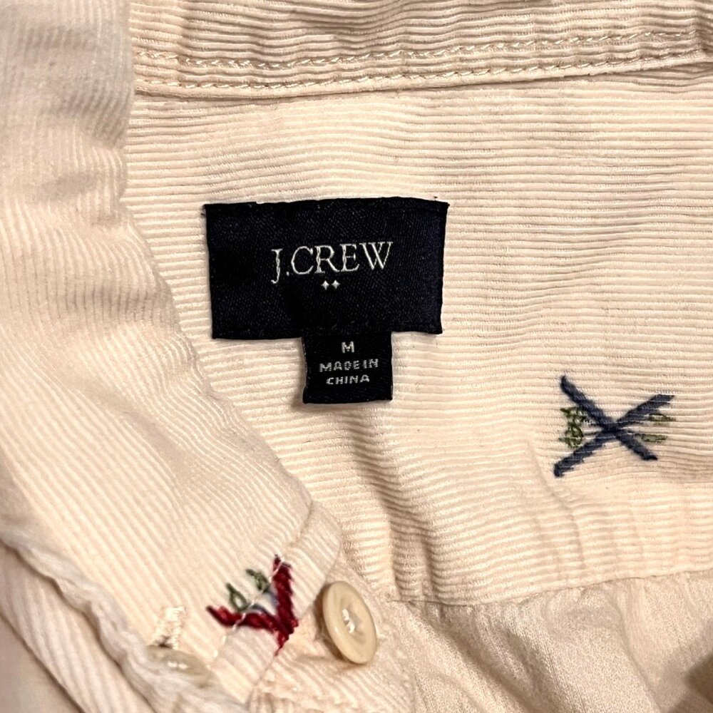 J. Crew Corduroy Vintage Shirt Men Medium Cream Ski Print Button Down Corduroy - Picture 6 of 9